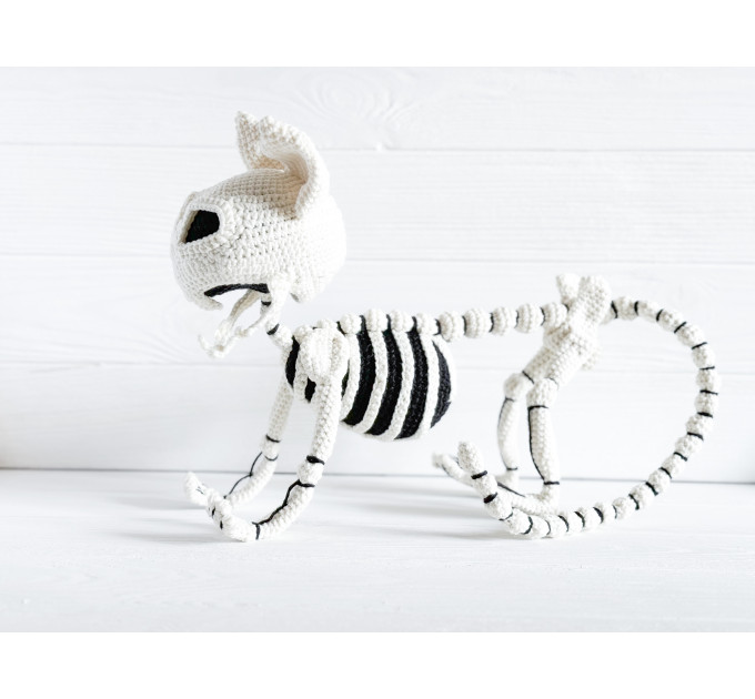 Crochet Cat Skeleton – Handmade Gothic Cat Plush