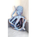 Handmade Giant Blue & Beige Crochet Octopus Toy
