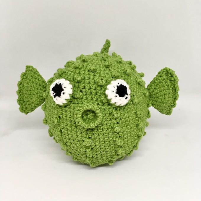 puffer fish green toy