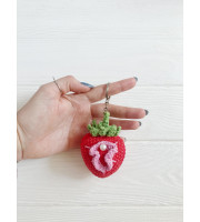 Crochet Strawberry Keychain