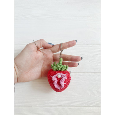 Crochet Strawberry Keychain