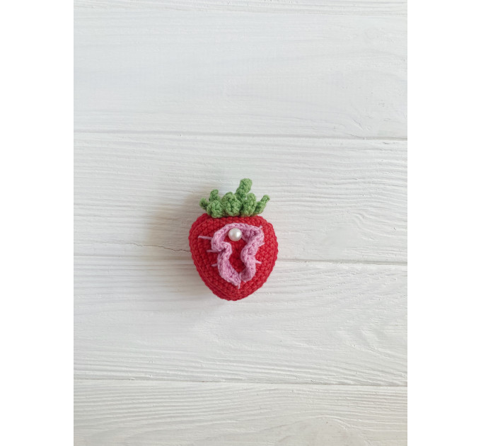 Handmade Crochet Strawberry Keychain