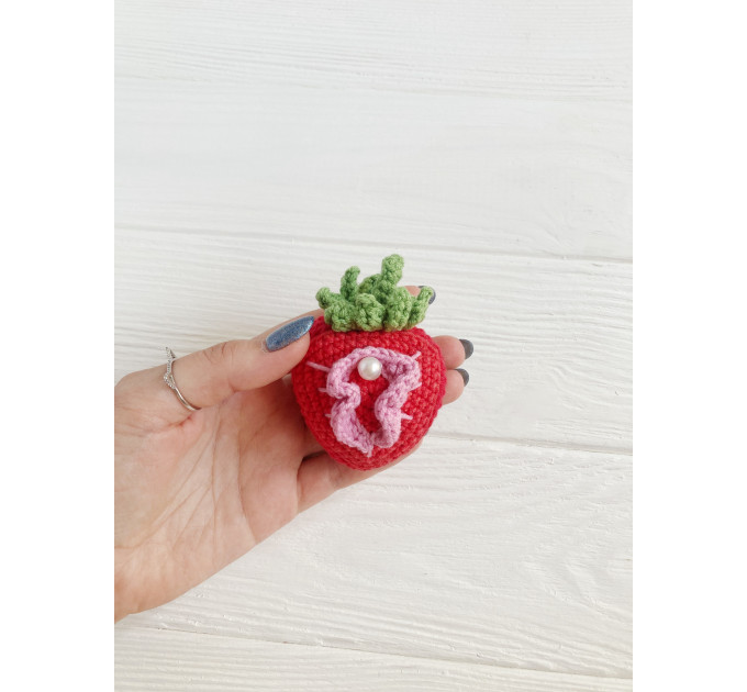Handmade Crochet Strawberry Keychain
