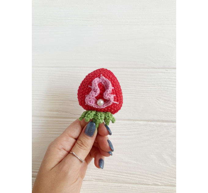 Handmade Crochet Strawberry Keychain