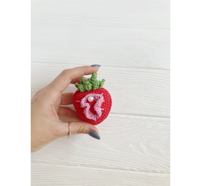Handmade Crochet Strawberry Keychain