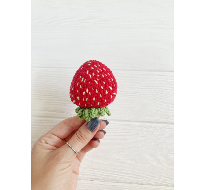 Handmade Crochet Strawberry Keychain