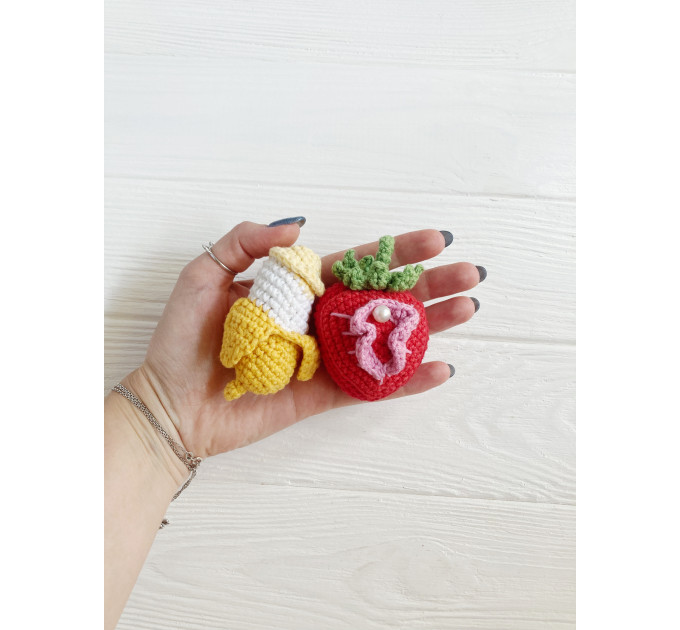 Handmade Crochet Strawberry Keychain