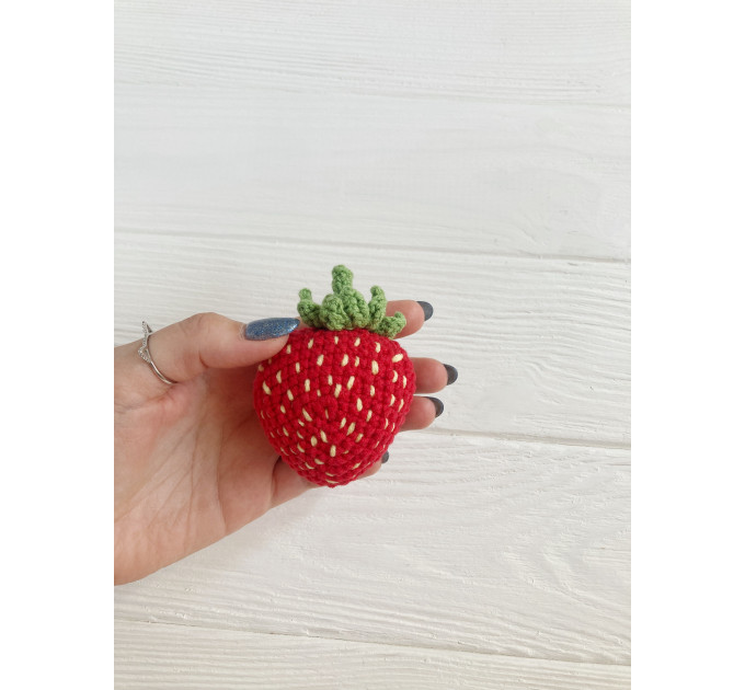 Handmade Crochet Strawberry Keychain