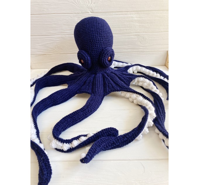 Large stuffed octopus dark blue