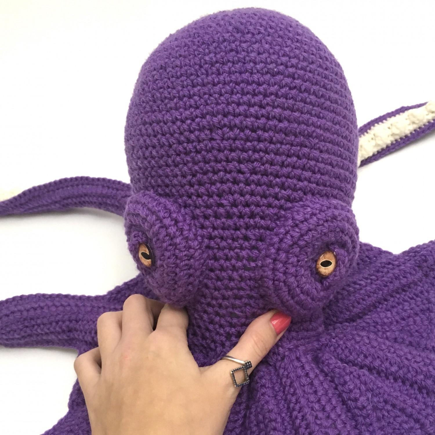 Amigurumi sea creature, crochet sea animal, large stuffed octopus purple