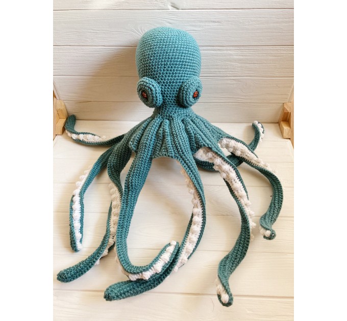 Large stuffed octopus teal
