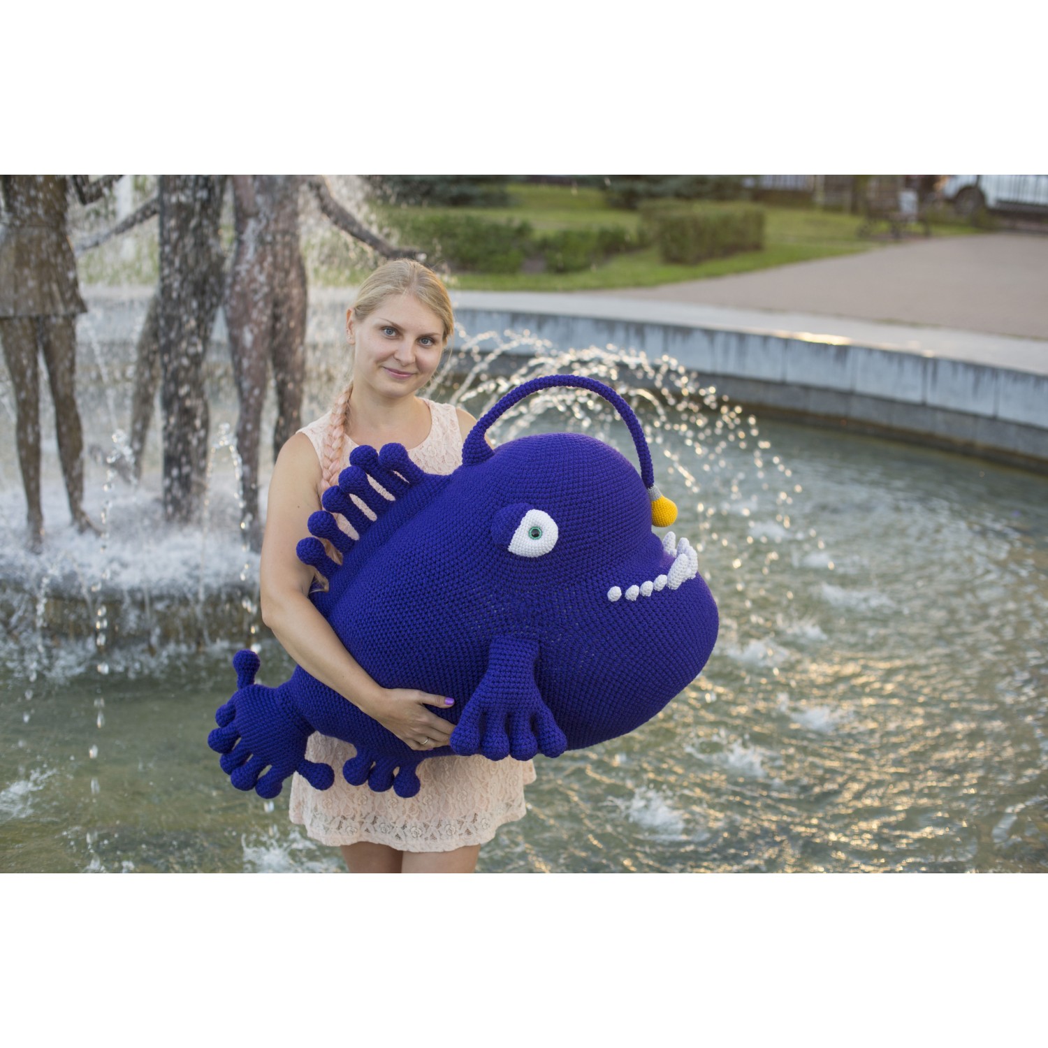 Stuffed sea creature, plush sea animal, giant angler fish toy
