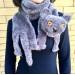 grey fluffy cat scarf
