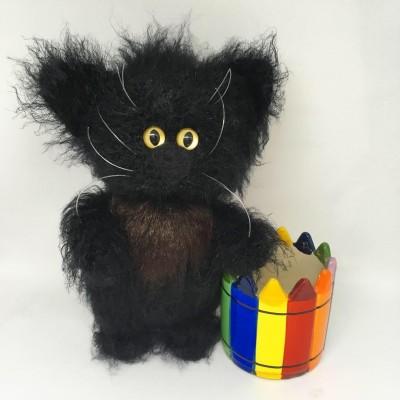 Stuffed black fluffy fat cat