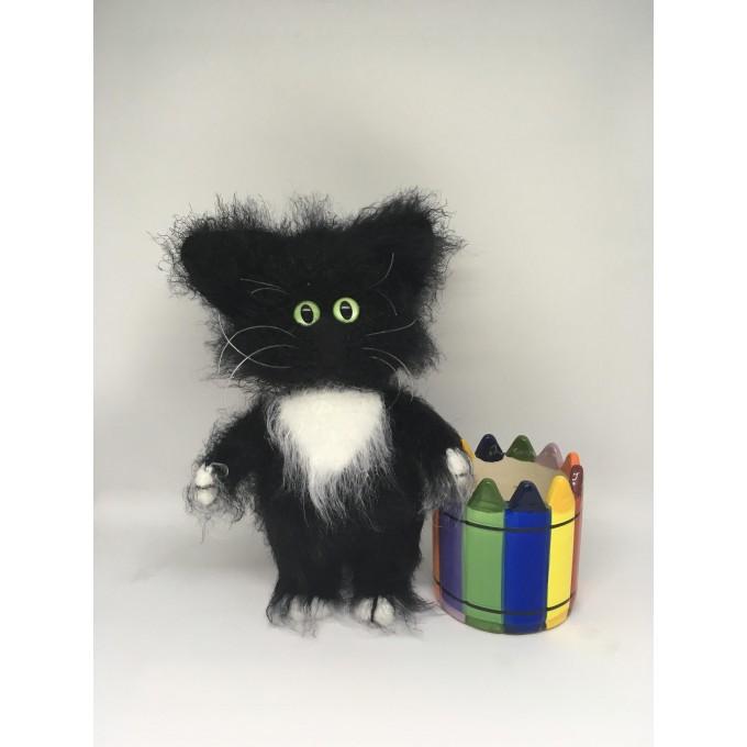 plush fluffy black cat